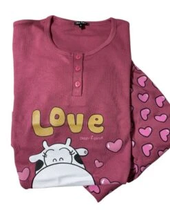 Pigiama Donna 100% Cotone Caldo Crazy Farm 15656 Fine Serie Outlet