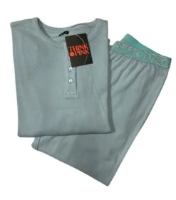 Pigiama Donna 100% Cotone Lungo THINK PINK 2022 Outlet
