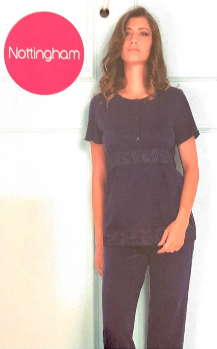 Pigiama Donna Mezza Manica Pantalone Lungo Cotone Nottingham 22851 3 Pigiama Donna Mezza Manica Pantalone Lungo Cotone Nottingham 22851