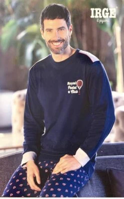 Pigiama Uomo Girocollo 100% Caldo Cotone Invernale Irge 2412