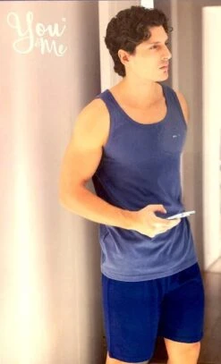 Pigiama Uomo Corto Canottiera 100% Cotone You & Me 639 -Stile Intimo Negozio 639 a 1