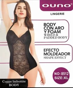 Body Donna Imbottito Pizzo E Microfibra Ouno 8512
