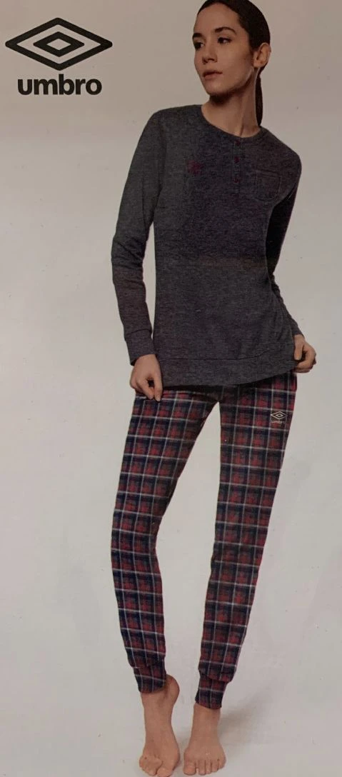 Pigiama Donna 100% Cotone Caldo Pesante Umbro 12102 Outlet
