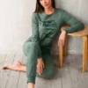 Tuta Casa Donna Cotone Pesante Jadea Home 5159 -Stile Intimo Negozio verde